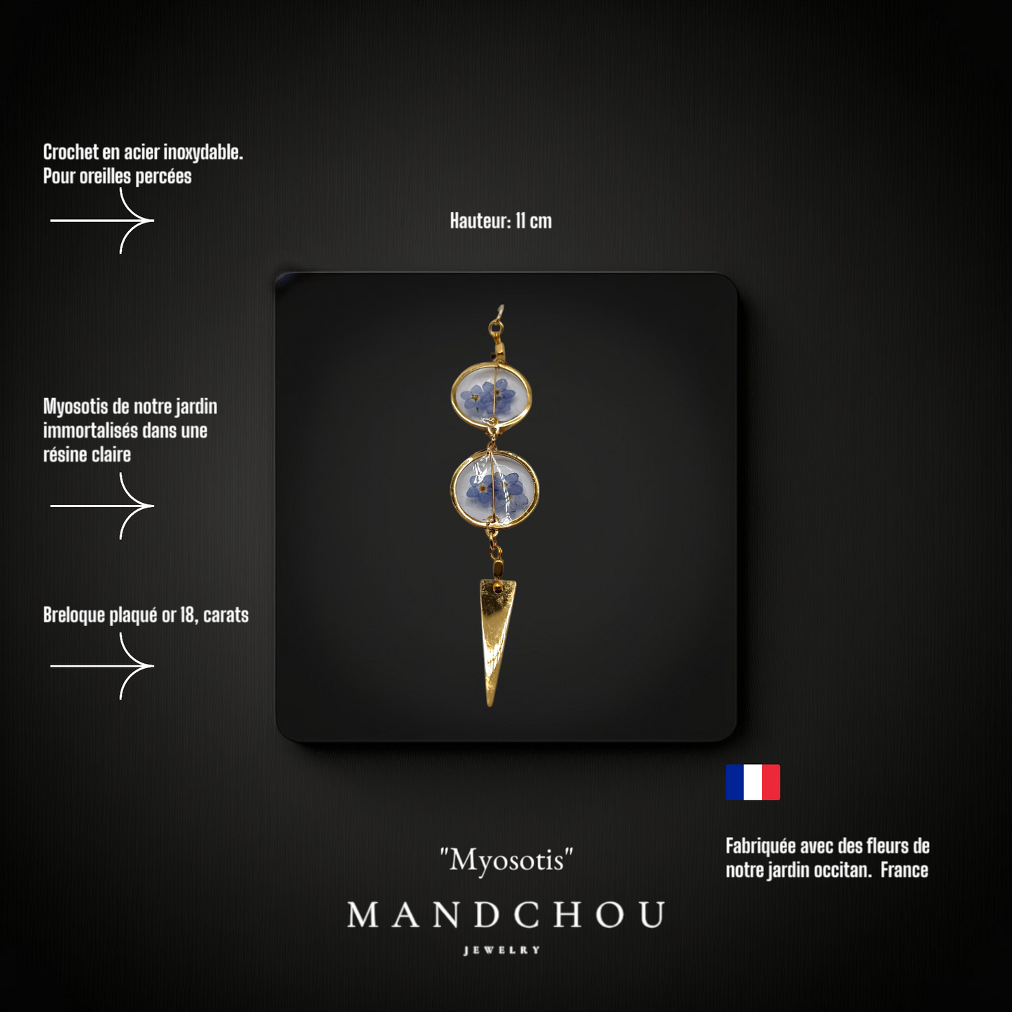 Boucles d'oreilles " Myosostis"